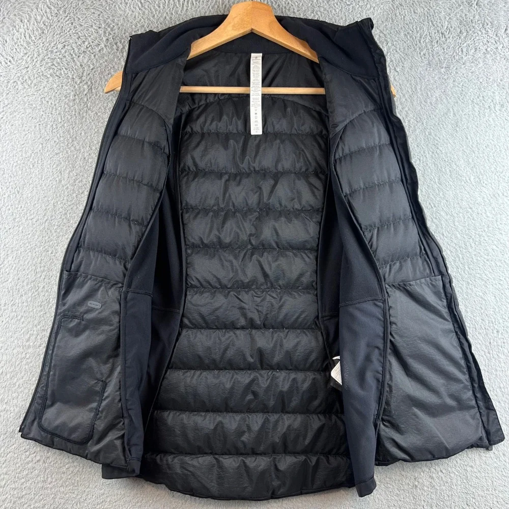 Lululemon Black Quilted Running Vest Full Zip Reflective Insulated Womens Size 6